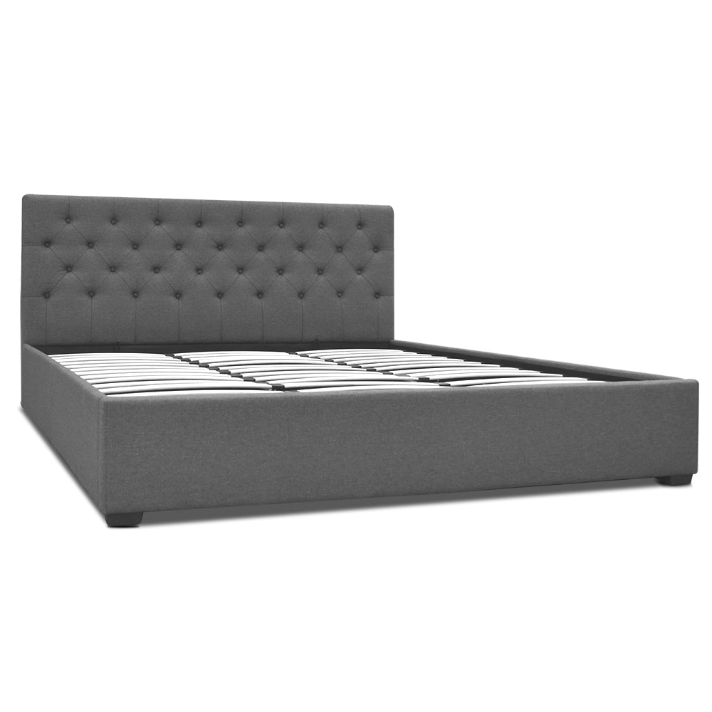 Artiss King Size Fabric Bed Frame Headboard - Grey