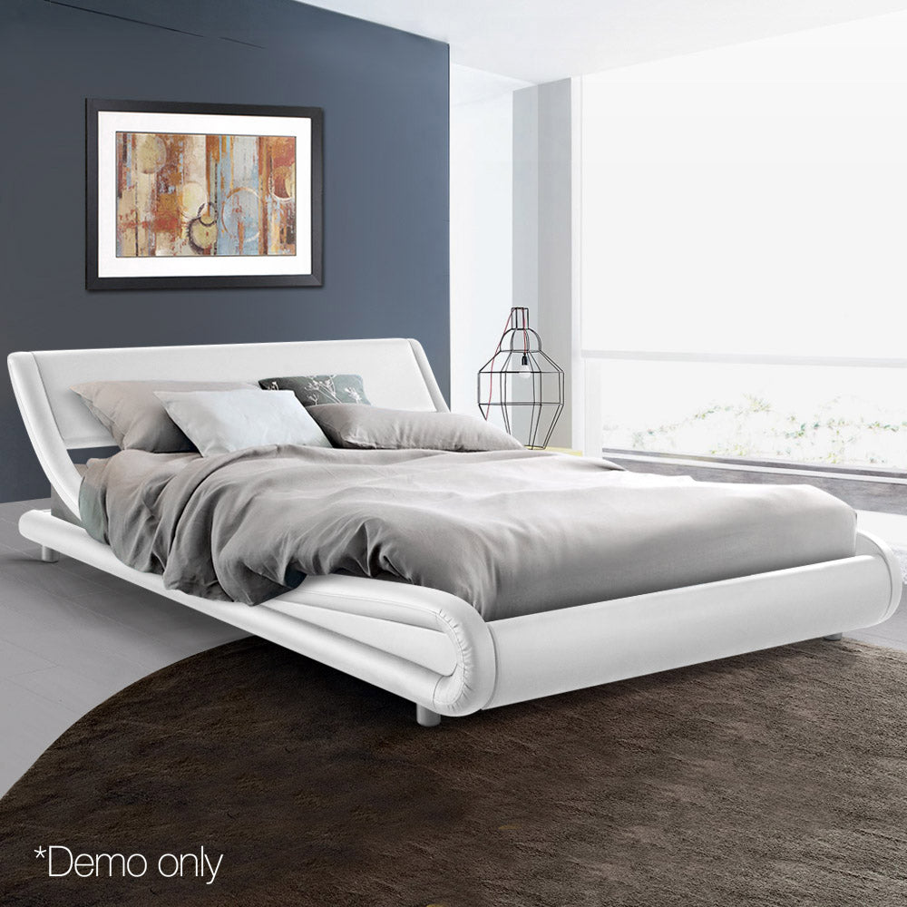 Artiss King Size PU Leather Bed Frame - White