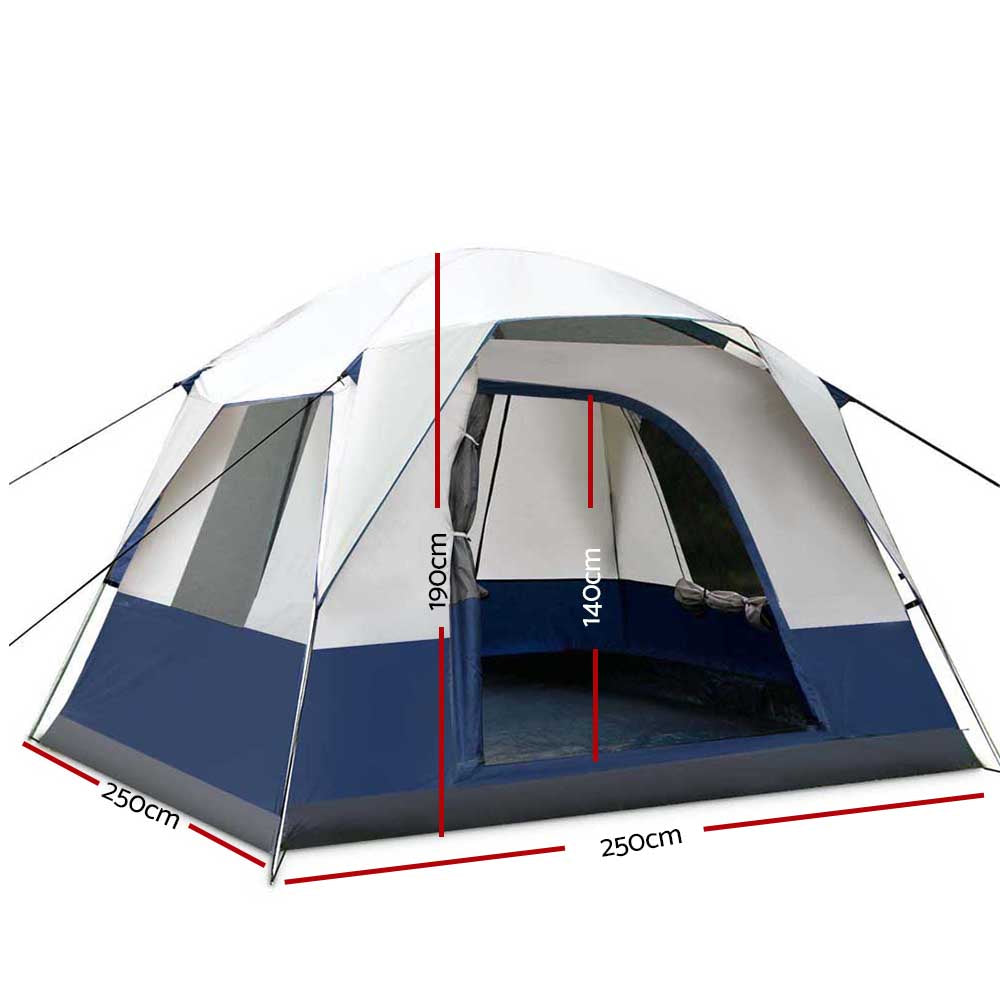 Weisshorn 4 Person Canvas Camping Tent - Navy & Grey