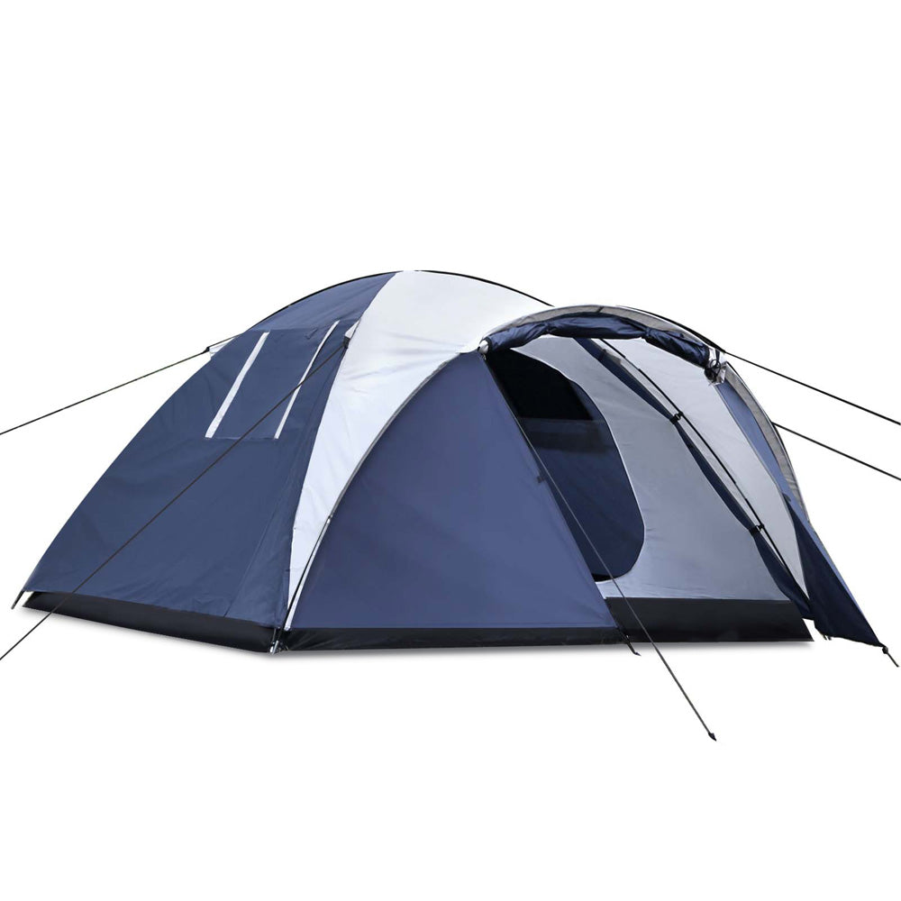 Weisshorn 4 Person Canvas Dome Camping Tent - Navy & White