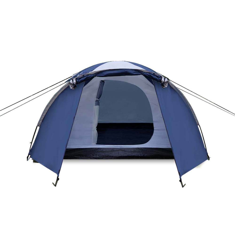 Weisshorn 4 Person Canvas Dome Camping Tent - Navy & White