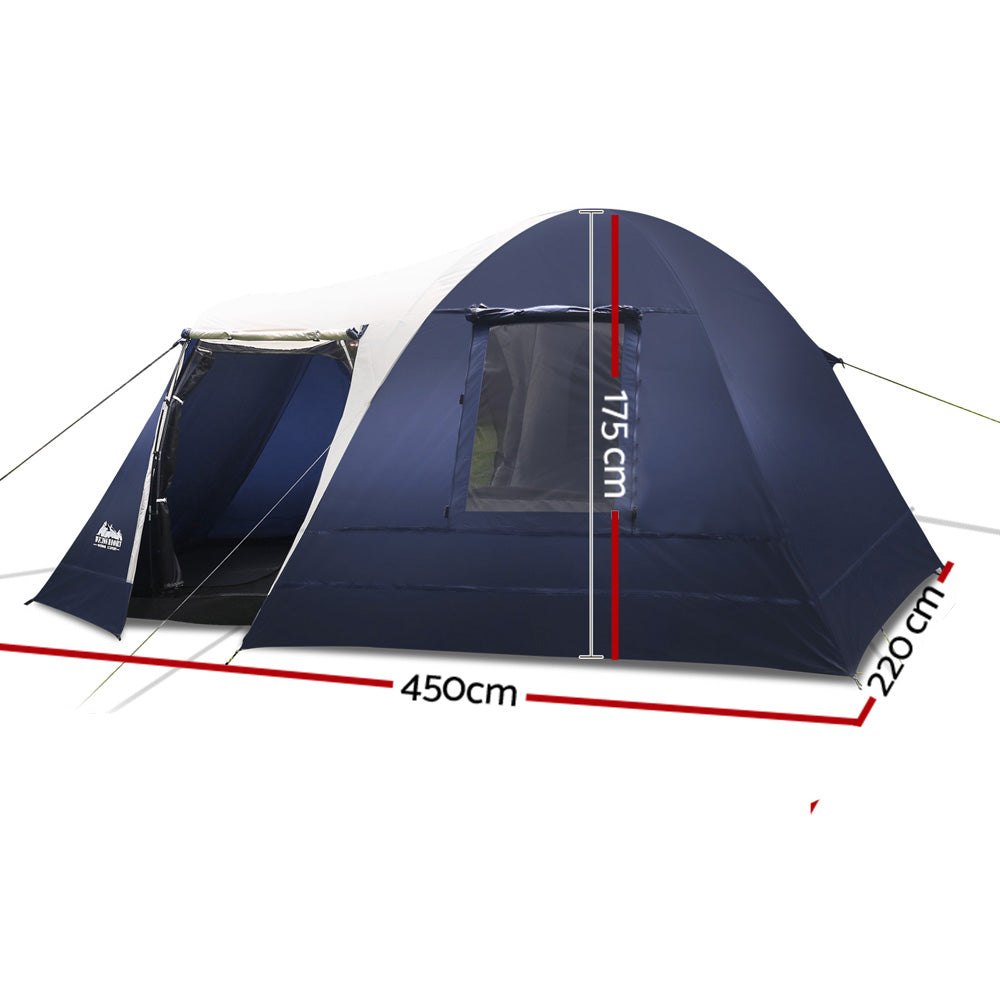 Weisshorn 8 Person Canvas Dome Camping Tent - Navy & Grey