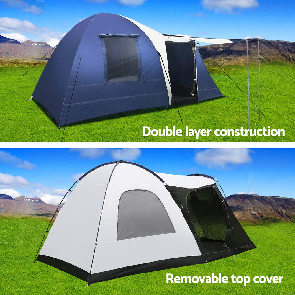 Weisshorn 8 Person Canvas Dome Camping Tent - Navy & Grey