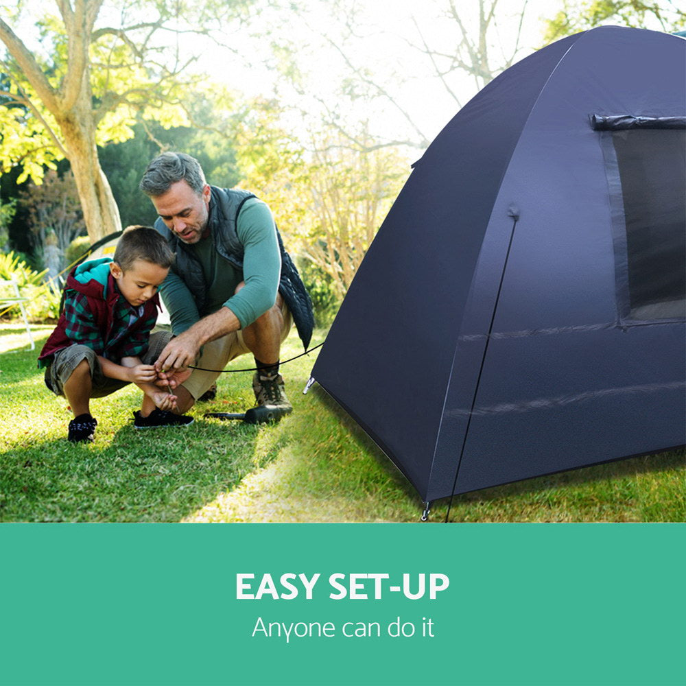 Weisshorn 8 Person Canvas Dome Camping Tent - Navy & Grey