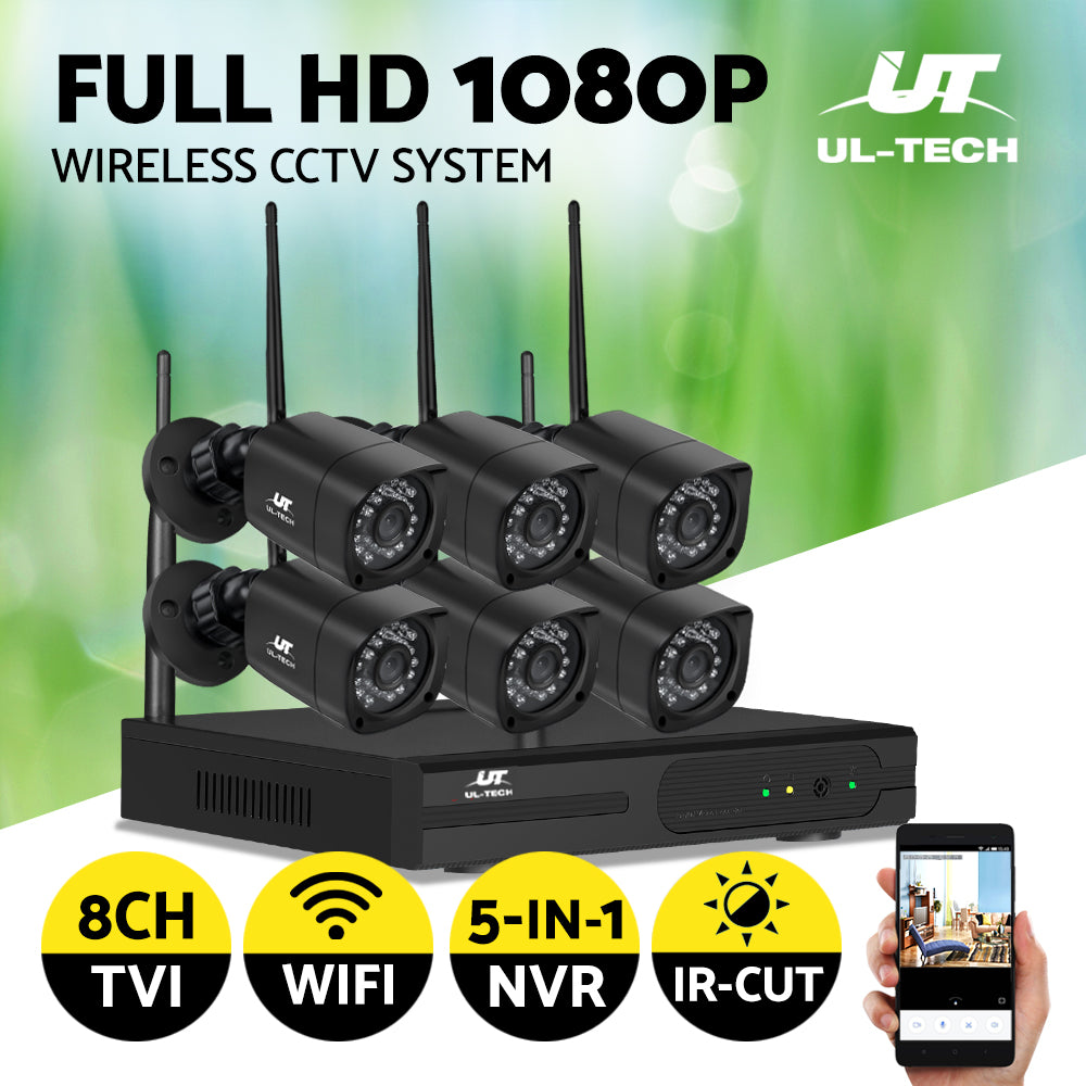 UL-TECH 3MP 8CH NVR Wireless 6 Security Cameras Set