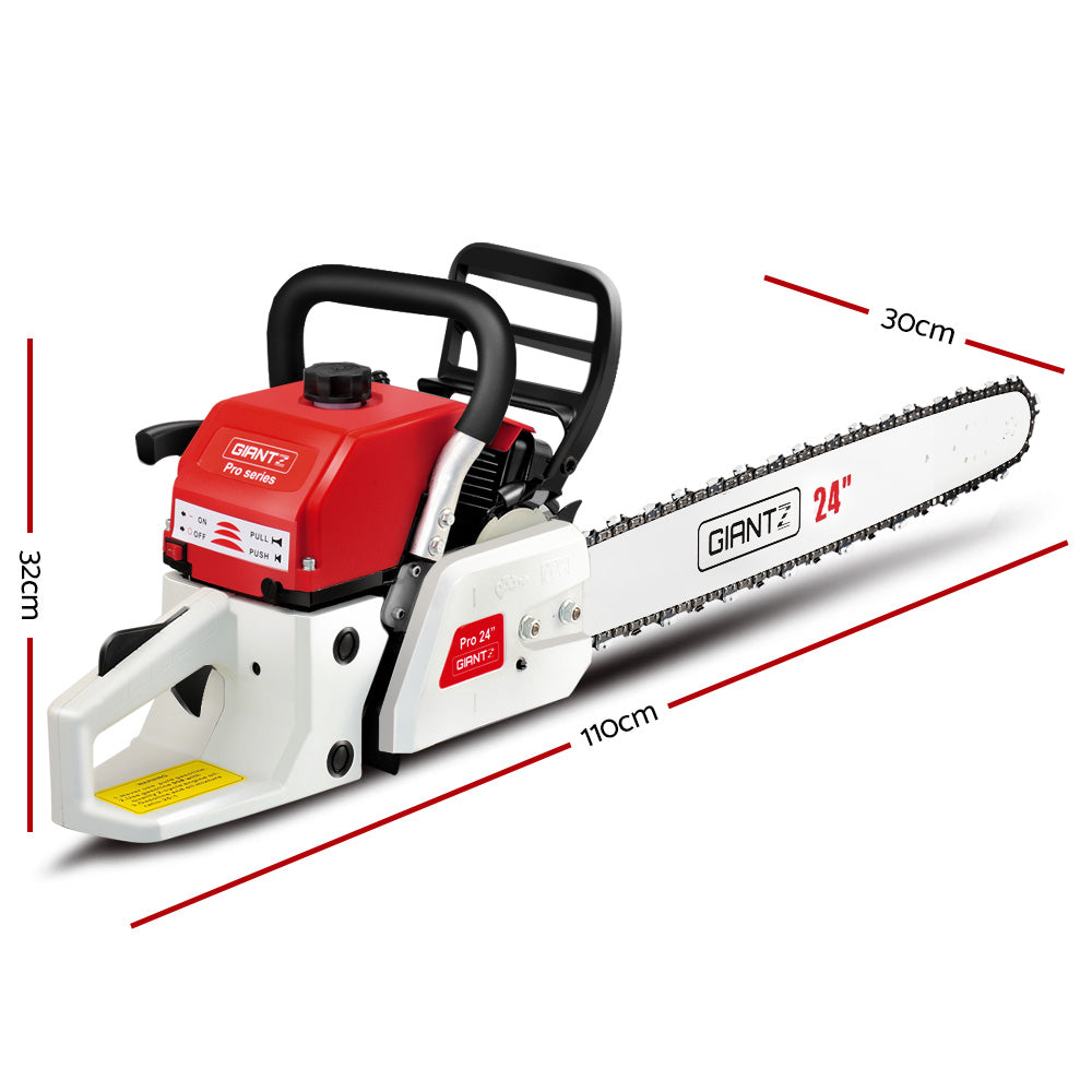 Giantz 88CC Commercial Petrol Chainsaw - Red & White