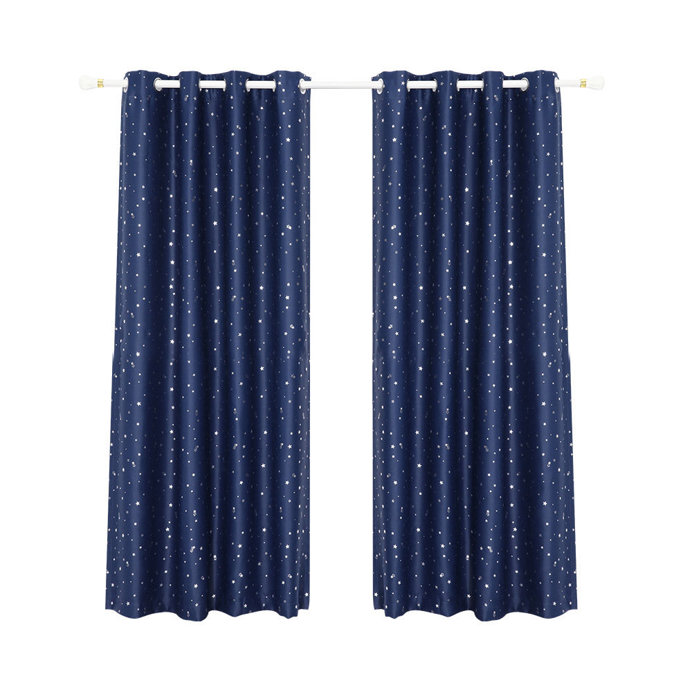 Art Queen 2 Star Blockout 240x213cm Blackout Curtains - Navy