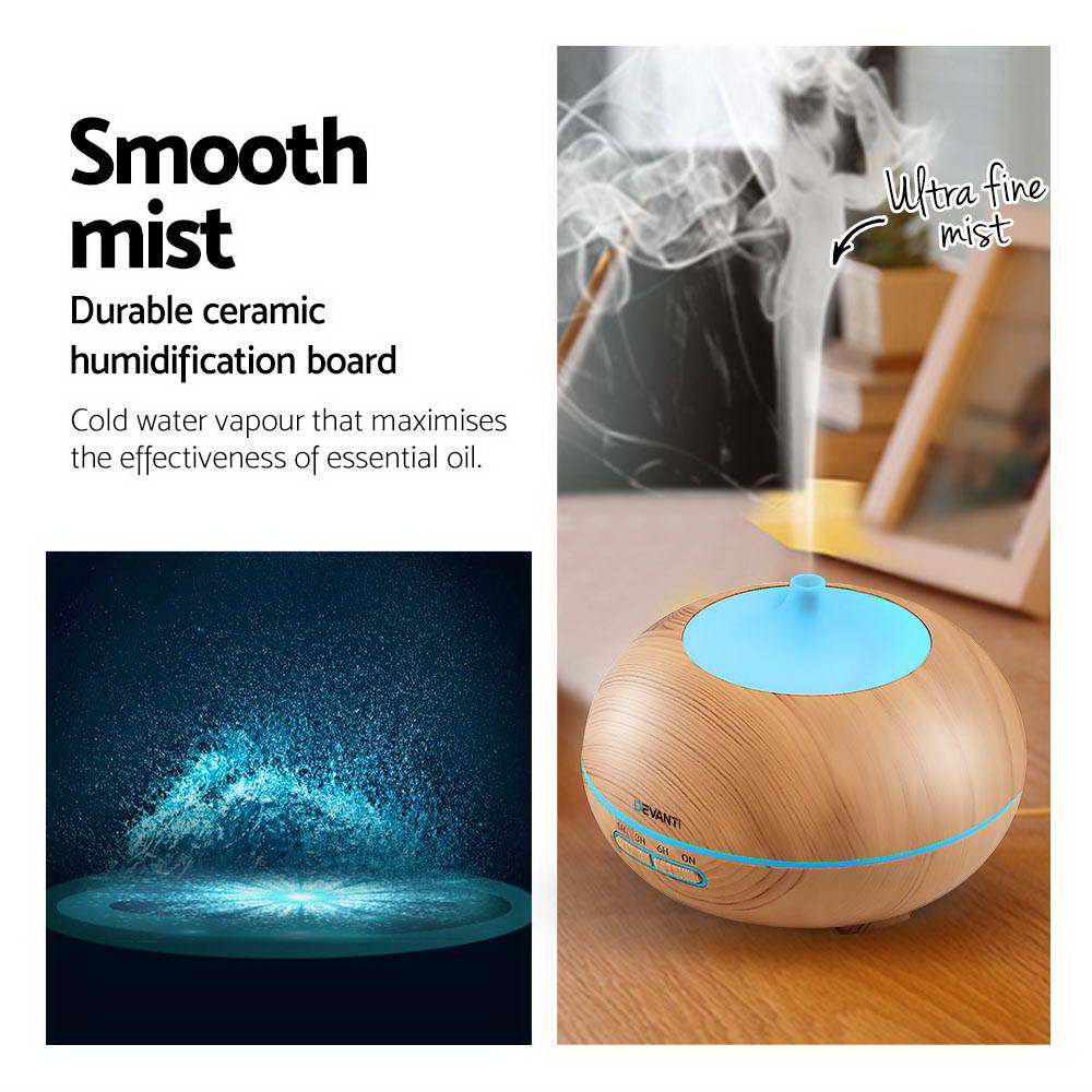 Devanti 300ml 4 in 1 Aroma Diffuser - Light Wood