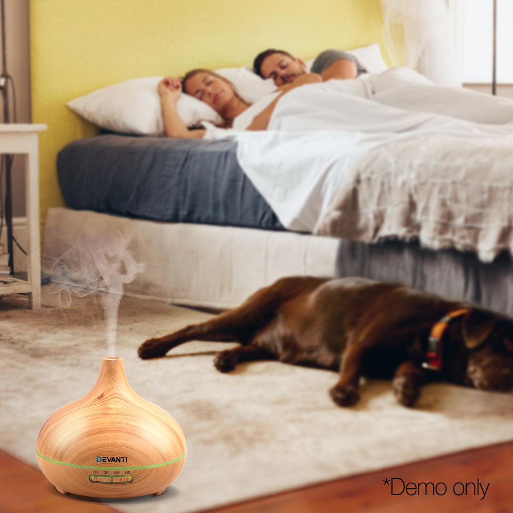 Devanti 300ml 4 in 1 Aroma Diffuser - Light Wood