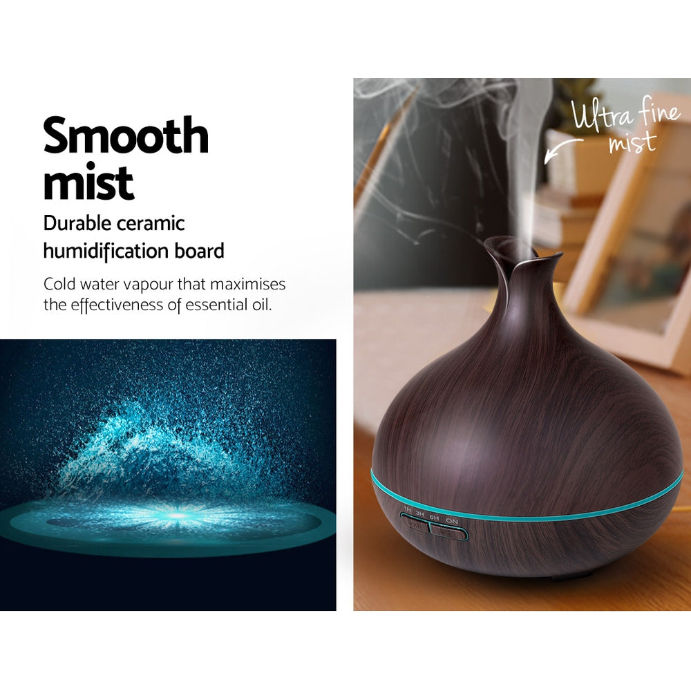 DEVANTI Aroma Diffuser Air Humidifier Dark Wood Grain 400ml