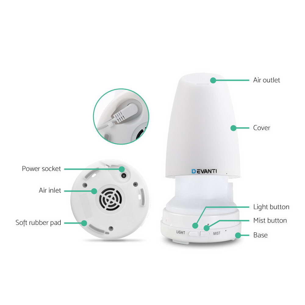 Devanti 120ml 4 in 1 Aroma Diffuser - White