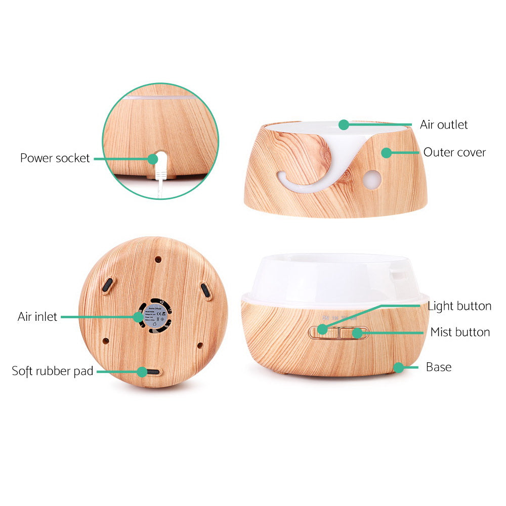 Aroma Diffuser Air Humidifier 400ml Light Wood Grain