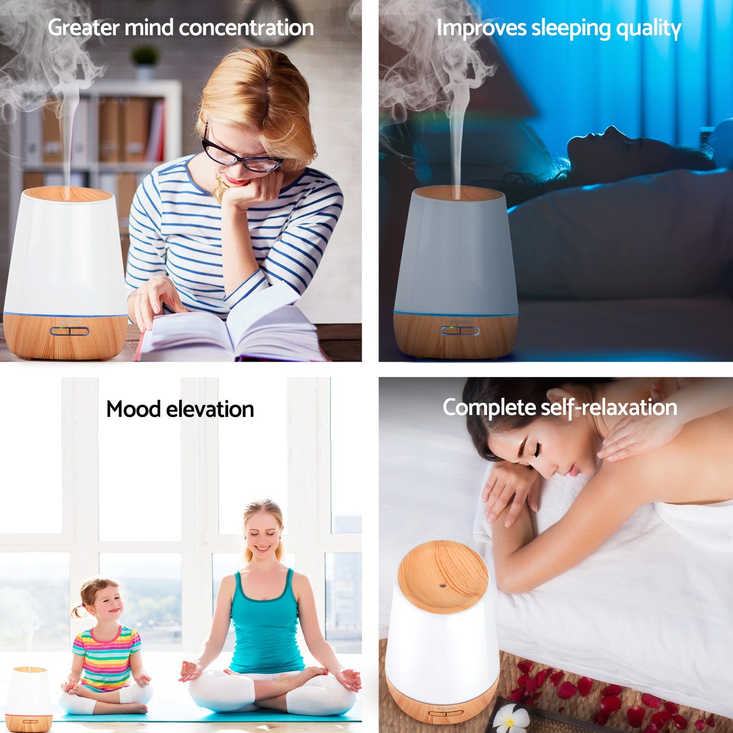 4 in 1 Ultrasonic Aroma Diffuser 500ml  - Light Wood