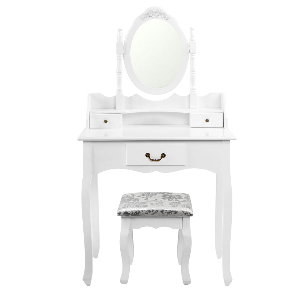 Artiss 3 Drawer Dressing Table with Mirror - White