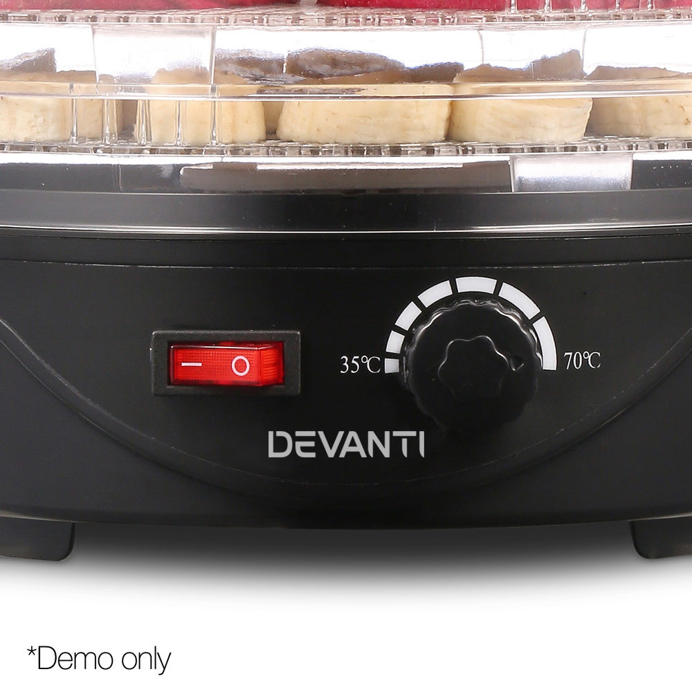 Devanti Food Dehydrator with 5 Trays - Black