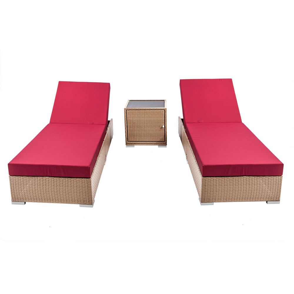 Gardeon 3 Piece Outdoor Wicker Lounge Set - Brown