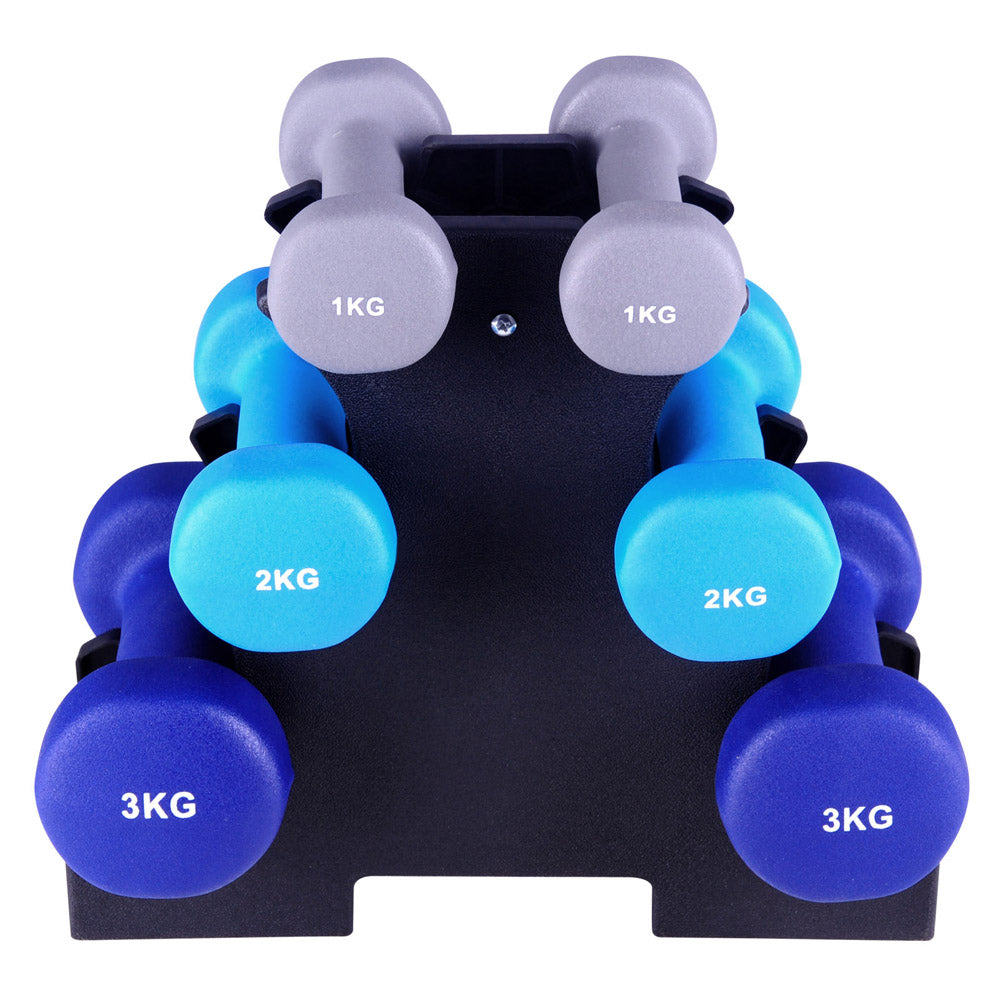 Everfit 6 Piece Dumbbell Weights Set 12kg with Stand