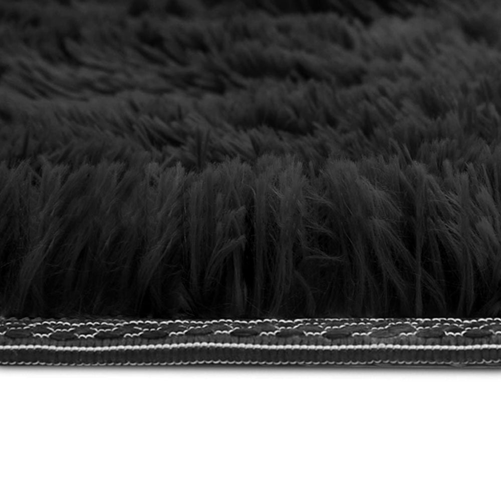 Artiss Ultra Soft Shaggy Rug Large 200x230cm Floor Carpet Anti-slip Area Rugs Black