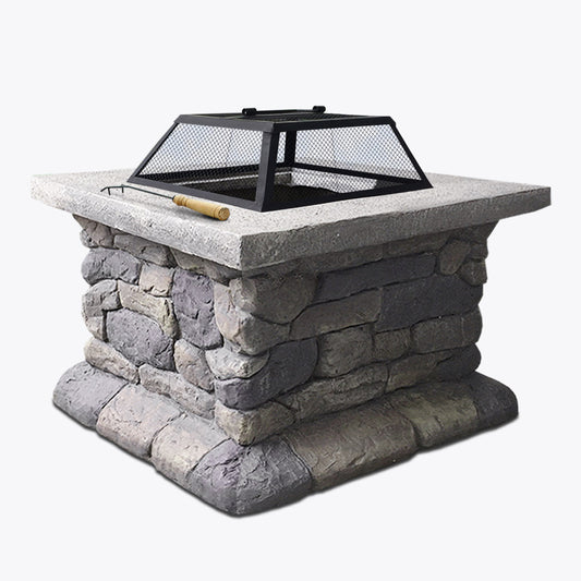 Grillz Fire Pit Table Outdoor BBQ Grill Charcoal Camping Garden Rustic Fireplace