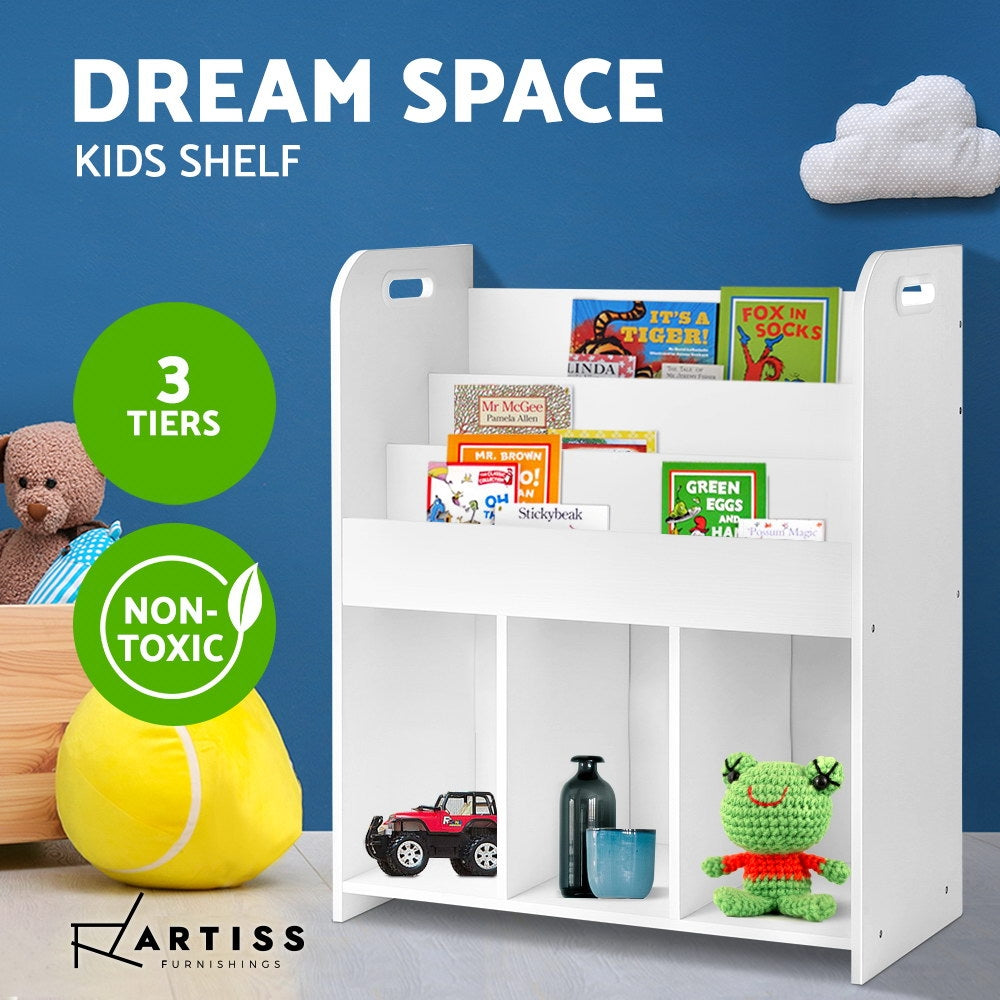 Keezi Kids Bookcase Childrens Bookshelf Display Cabinet Toys Storage Organizer