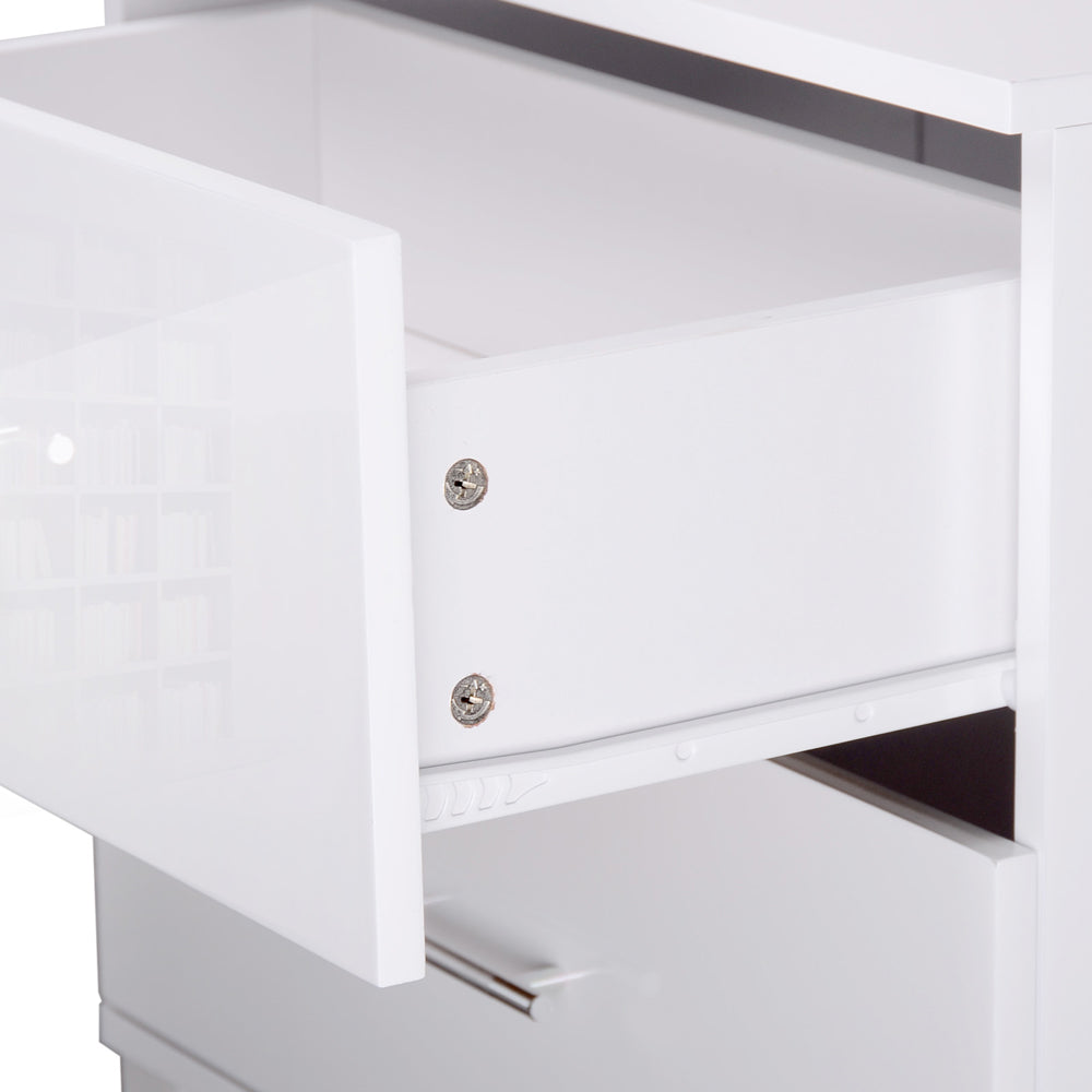 Artiss High Gloss Two Drawers Bedside Table - White