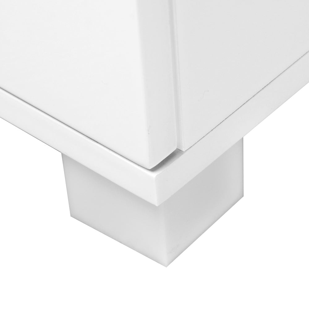 Artiss High Gloss Two Drawers Bedside Table - White