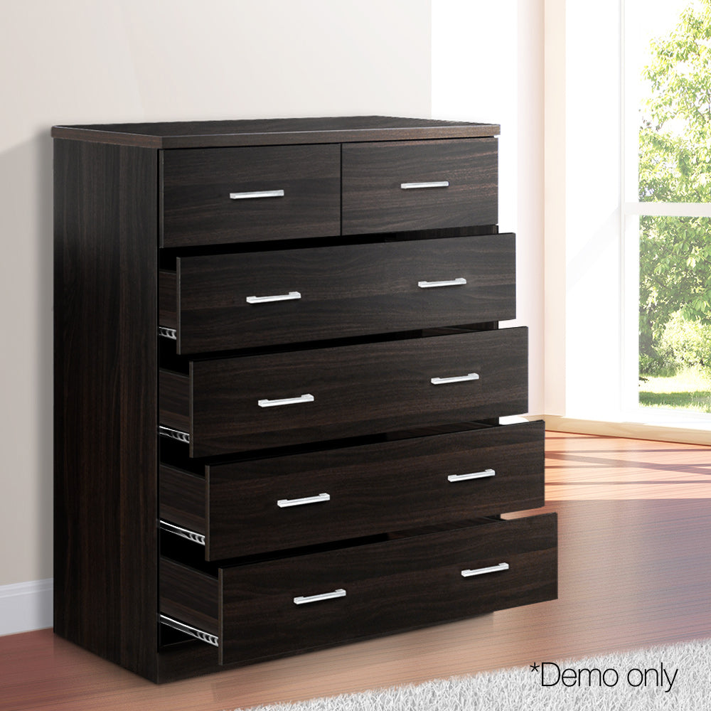 Artiss Tallboy 6 Drawers Storage Cabinet - Walnut