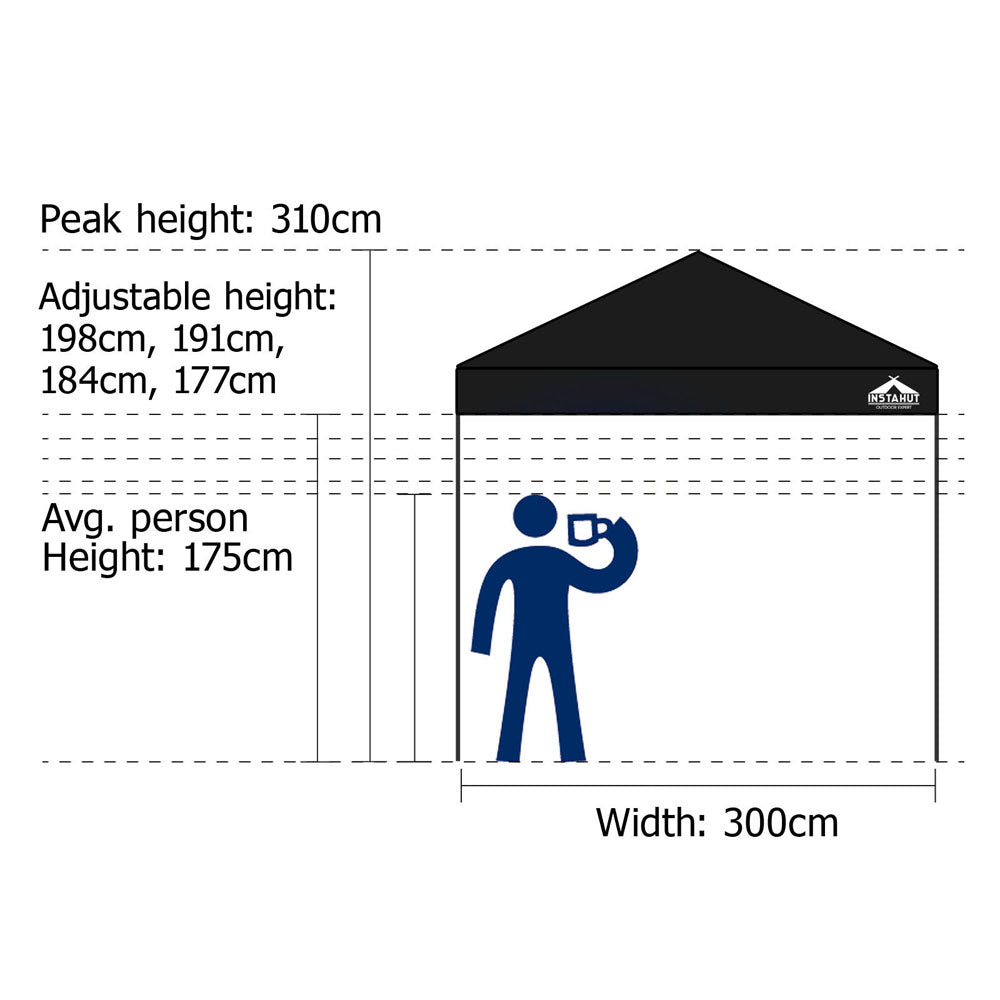 Instahut Gazebo Pop Up Marquee 3x3m Outdoor Tent Folding Wedding Gazebos Black