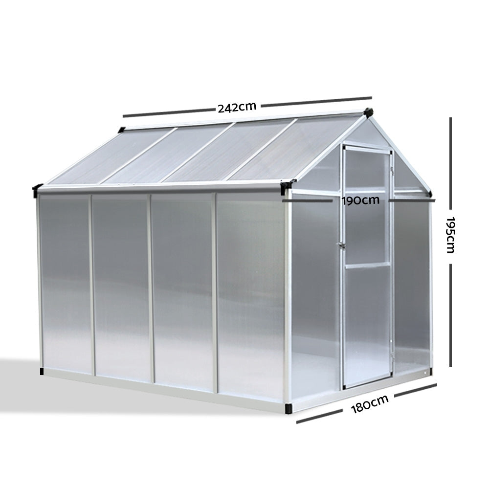 Greenfingers Greenhouse Aluminium Green House Garden Shed Greenhouses 2.42x1.9M