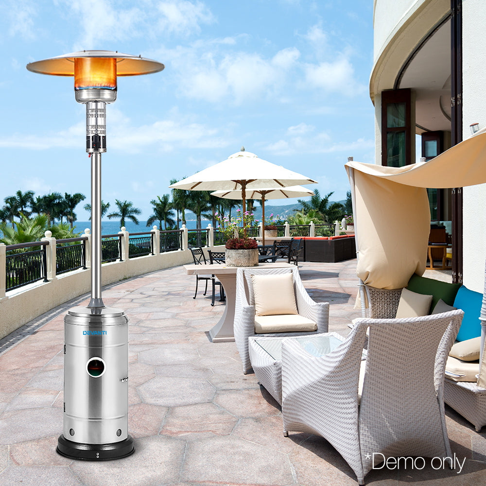 Devanti Portable Gas Patio Heater - Silver