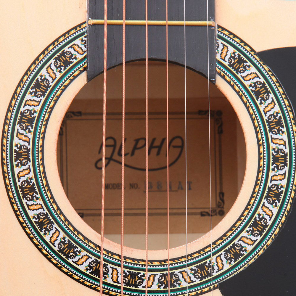 Alpha 38 Inch Wooden Acoustic Guitar - Natural