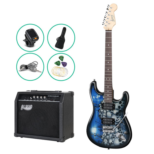 ALPHA Electric Guitar Black and Blue with Carry Bag