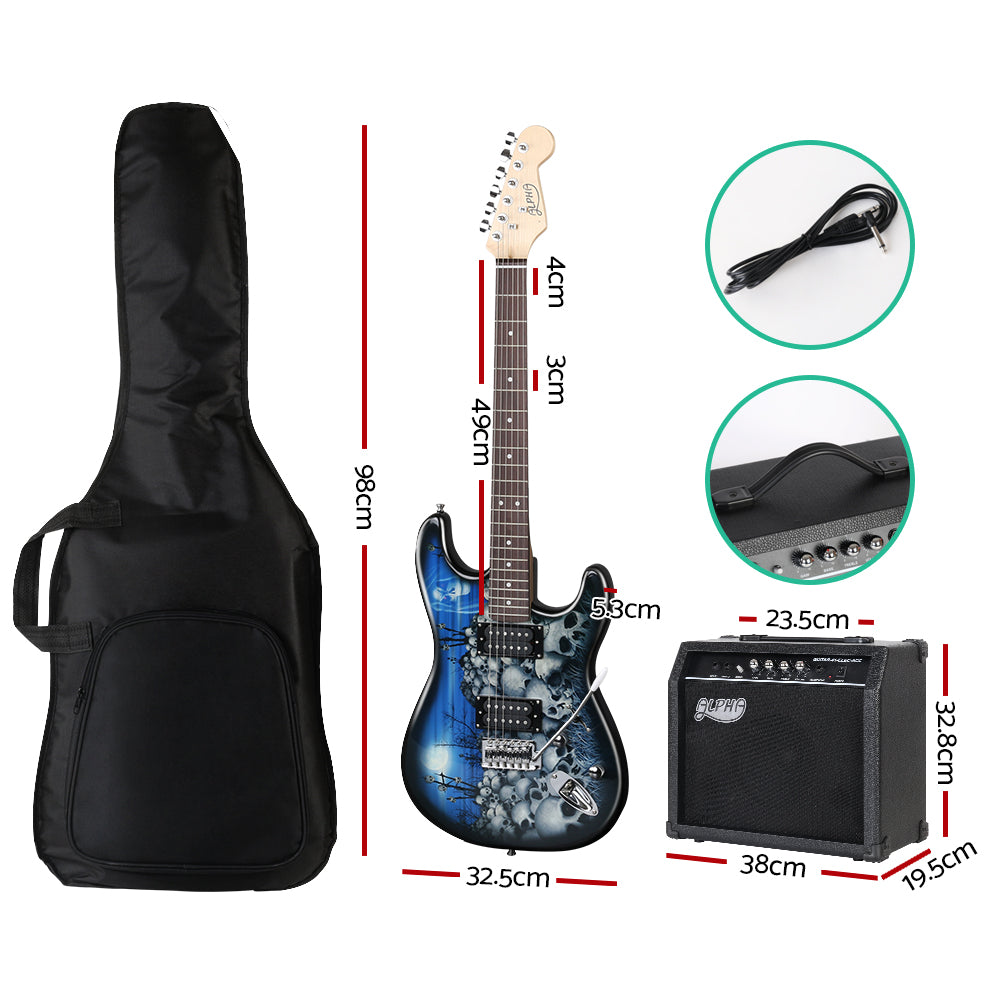 ALPHA Electric Guitar Black and Blue with Carry Bag