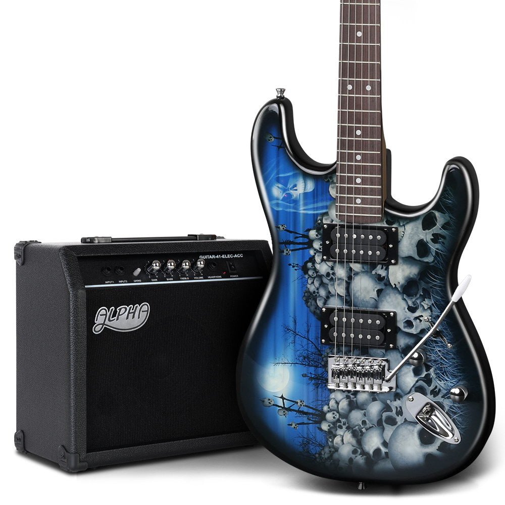 ALPHA Electric Guitar Black and Blue with Carry Bag