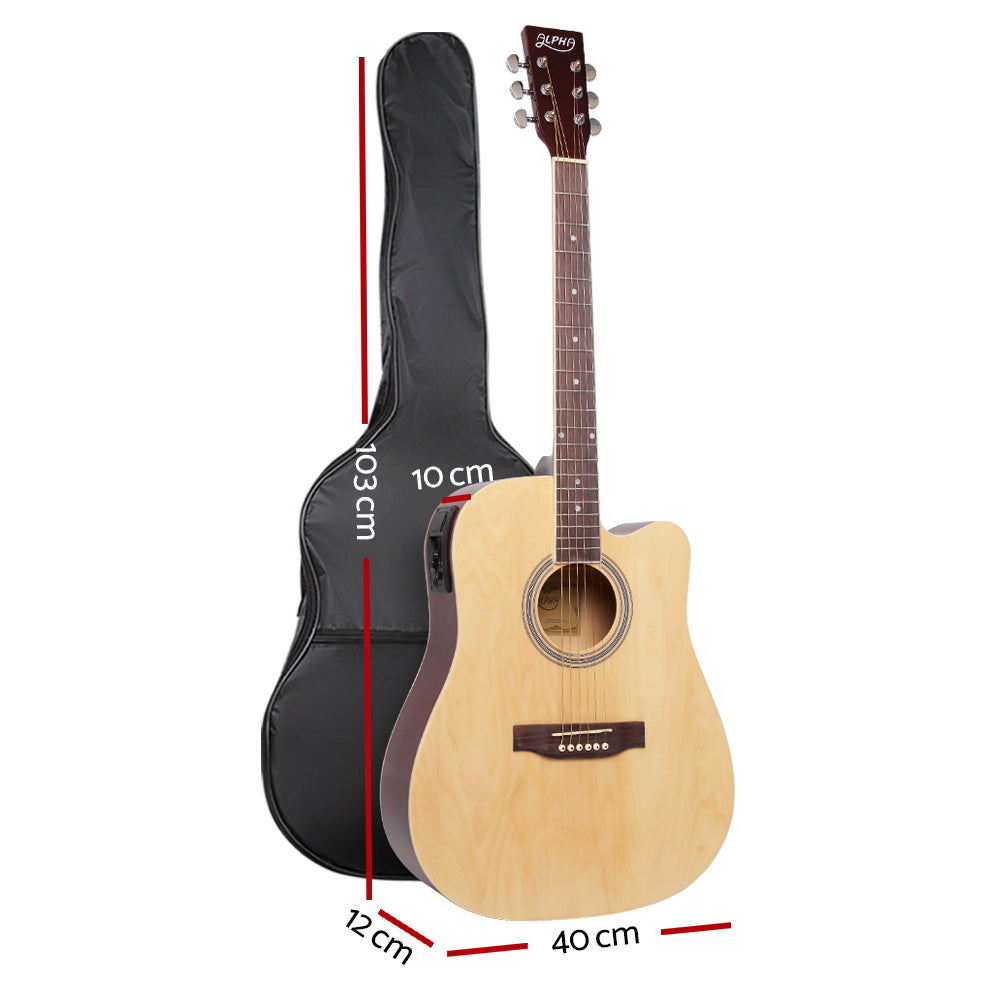Alpha 41 Inch 5 Band EQ Electric Acoustic Guitar Full Size - Natural