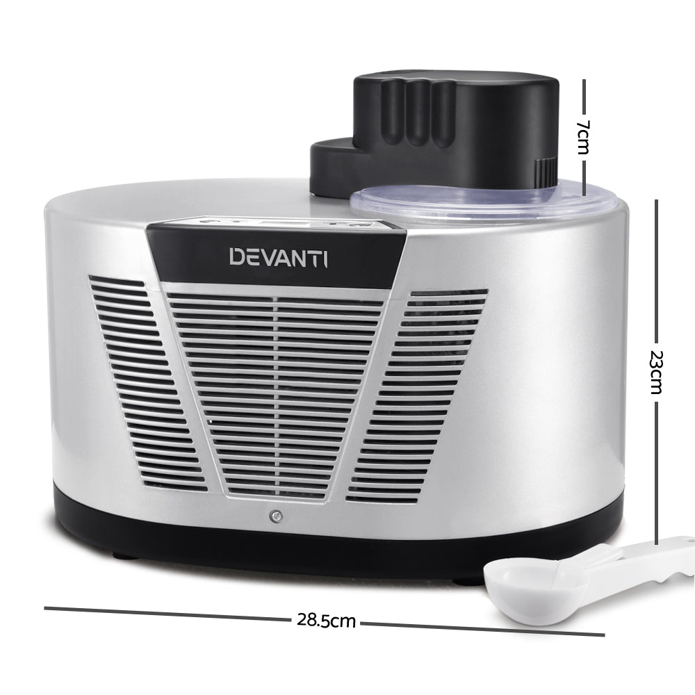 Devanti Self Cooling Ice Cream Maker - Silver