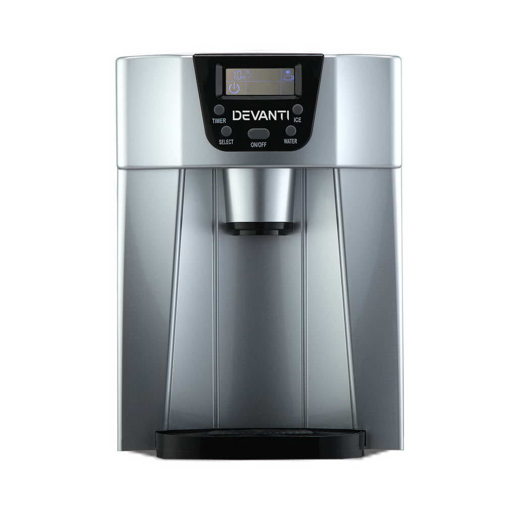 Devanti 2L Portable Ice Cuber Maker & Water Dispenser - Silver