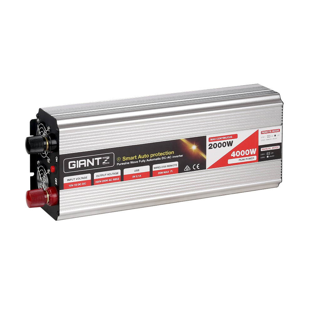 Giantz Power Inverter 2000W or 4000W Pure Sine Wave 12V-240V Camping Boat Caravan