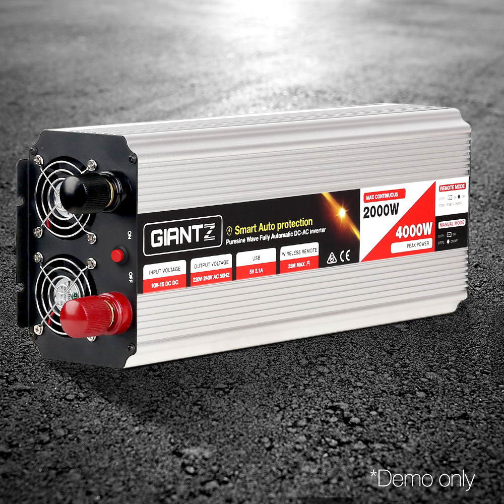 Giantz Power Inverter 2000W or 4000W Pure Sine Wave 12V-240V Camping Boat Caravan