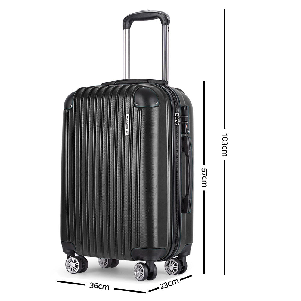 Wanderlite 2 Piece Lightweight Hard Suit Case Luggage Black