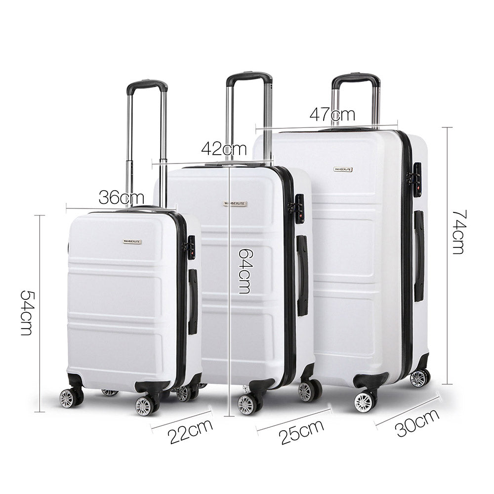 Wanderlite 3 Piece Lightweight Hard Suit Case Luggage White