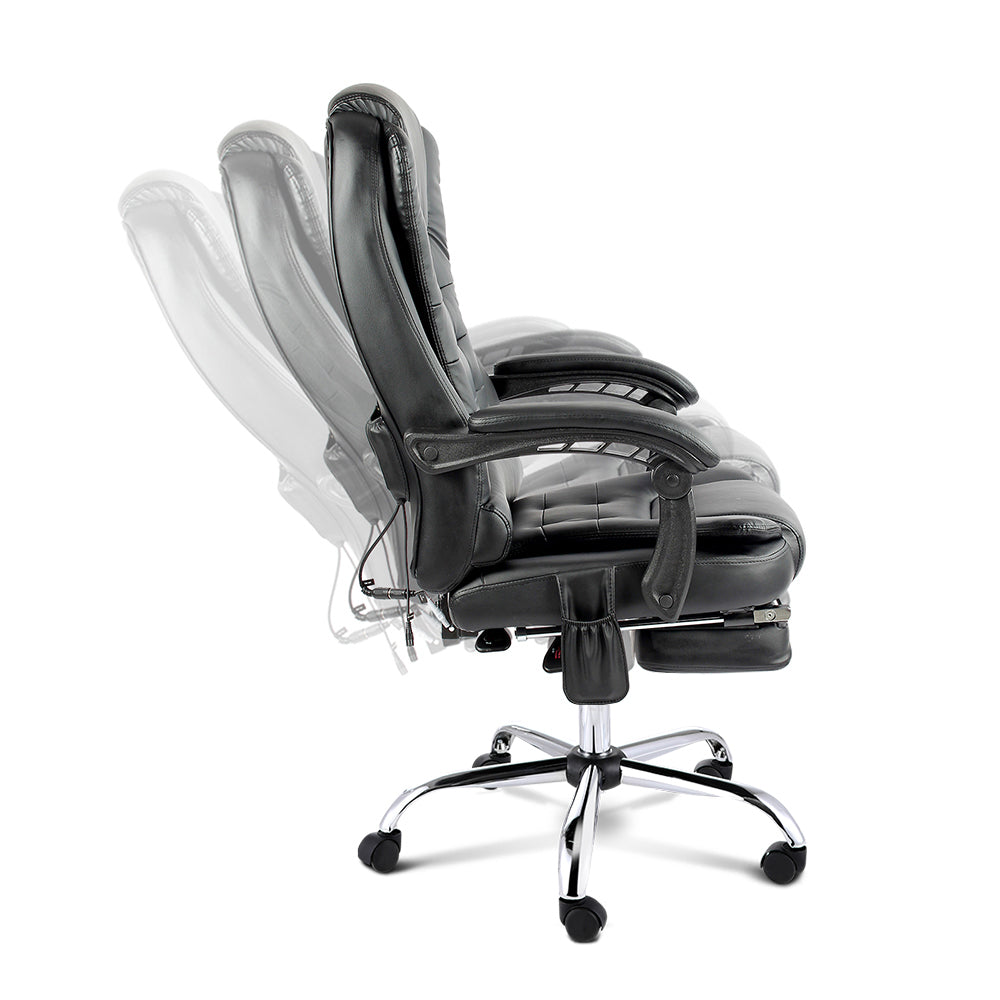 8 Point Reclining Massage Chair - Black