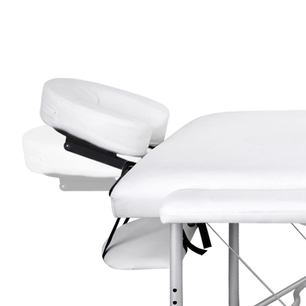 Livemor 3 Fold Portable Aluminium Massage Table - White