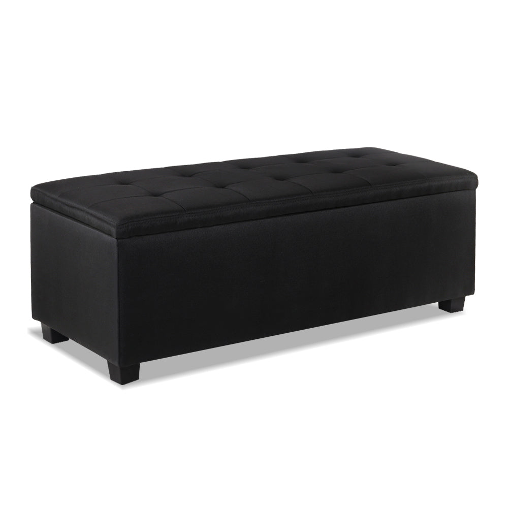 Artiss Large Fabric Storage Ottoman - Black