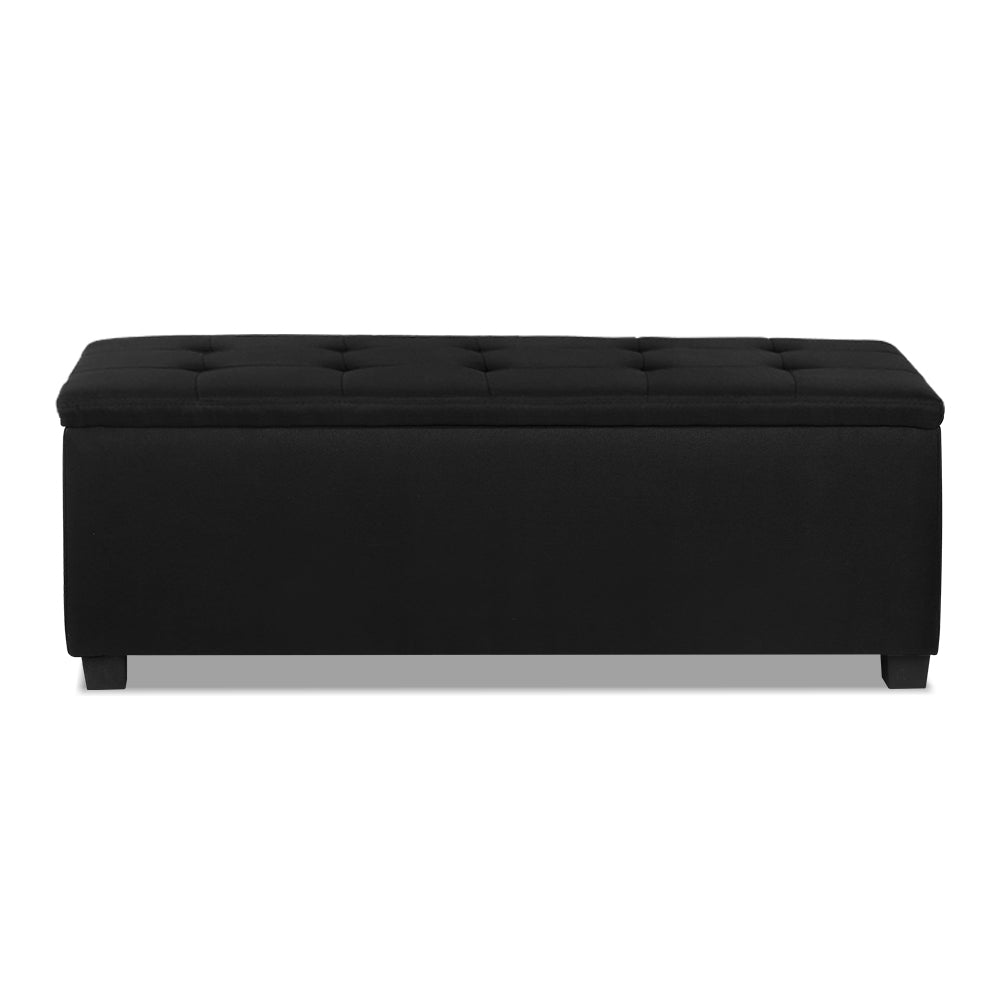 Artiss Large Fabric Storage Ottoman - Black