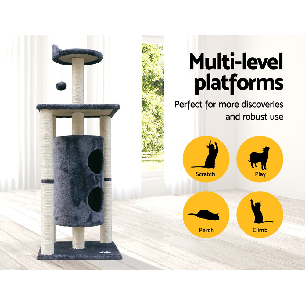 i.Pet 123cm Multi Level Cat Scratching Post - Grey