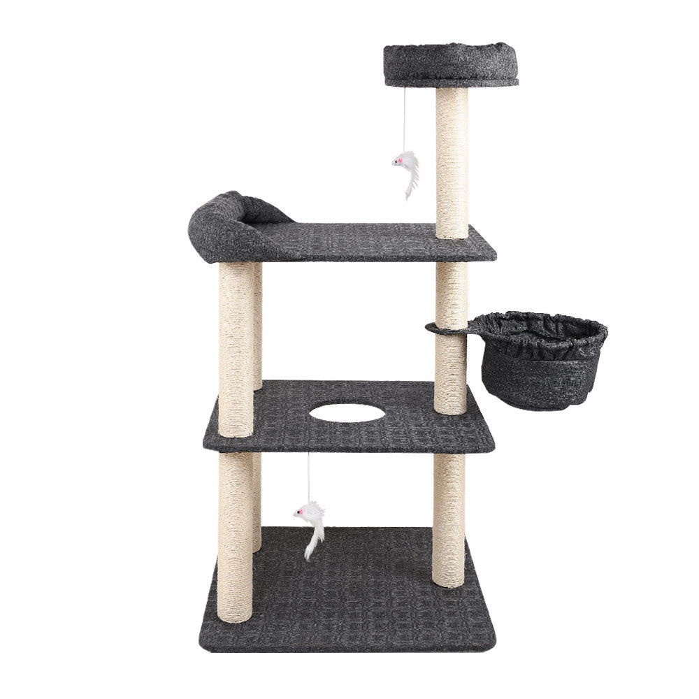 i.Pet 132cm Multi Level Cat Scratching Tree Post - Grey