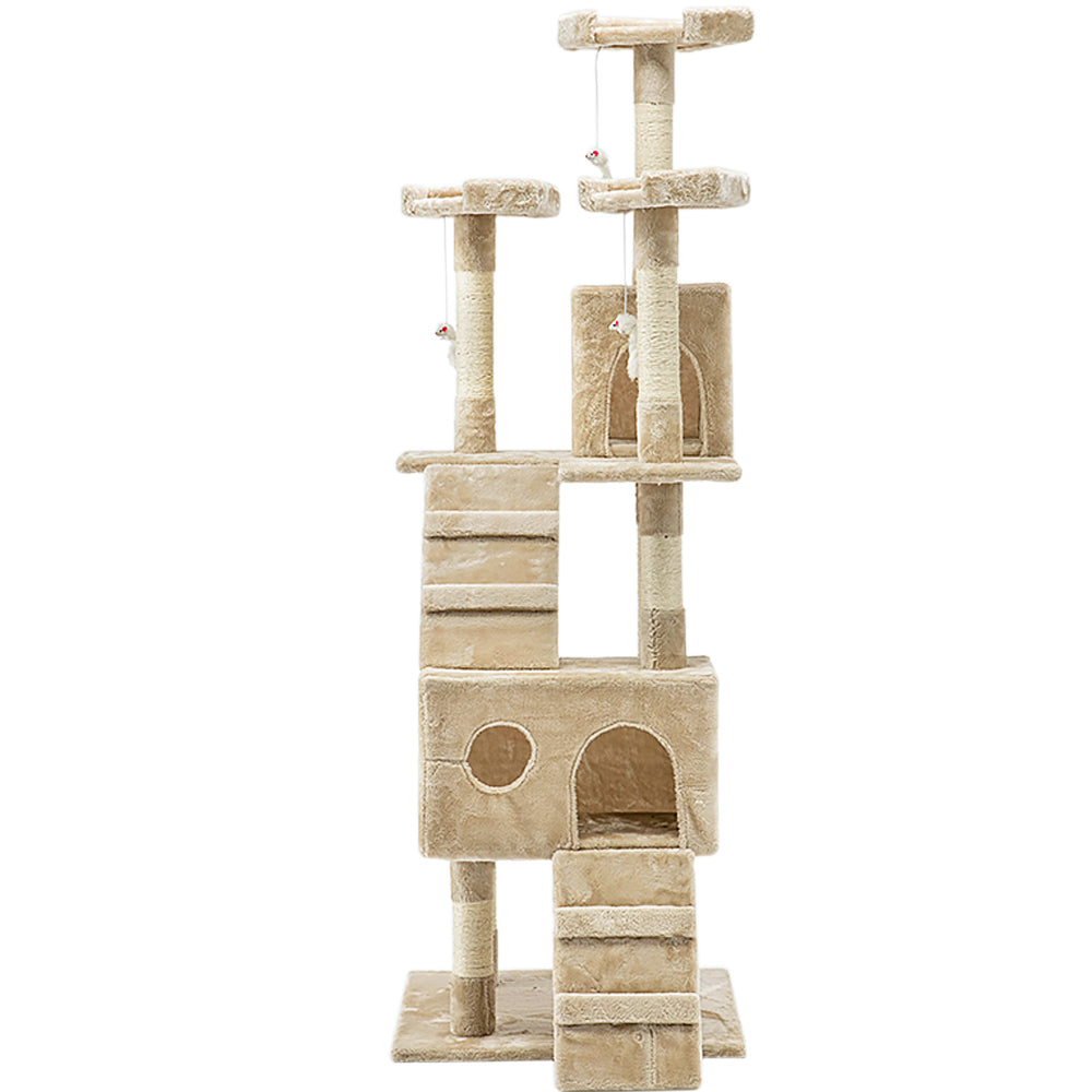 i.Pet Cat Tree 180cm Trees Scratching Post Scratcher Tower Condo House Furniture Wood Beige