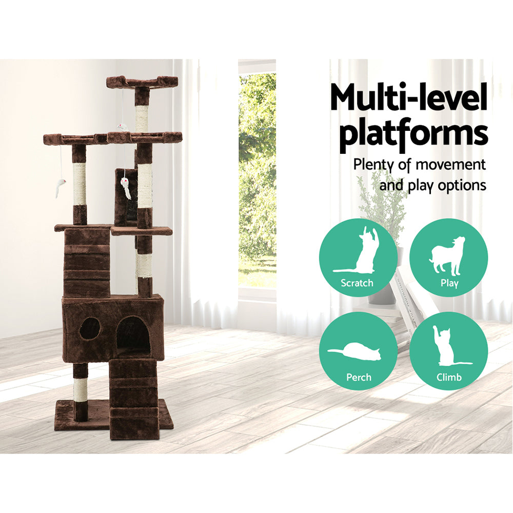 i.Pet Cat Scratching Tree Post Sisal Pole 180cm Brown