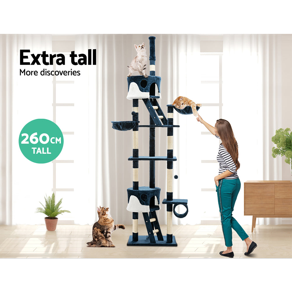 i.Pet 260cm Multi Level Cat Scratching Post - Blue